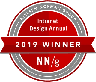 Nielsen Norman Group Intranet Design Annual 2019 Winner badge