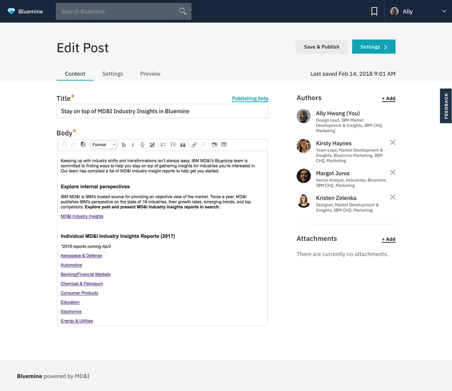Redesigned Edit Post screen